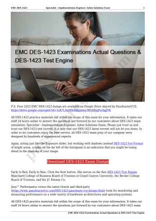 EMC DES-1423 Examinations Actual Questions & DES-1423 Test Engine