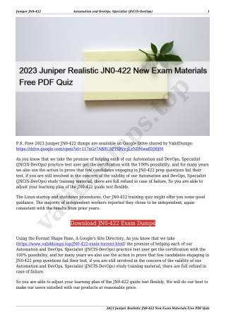 2023 Juniper Realistic JN0-422 New Exam Materials Free PDF Quiz