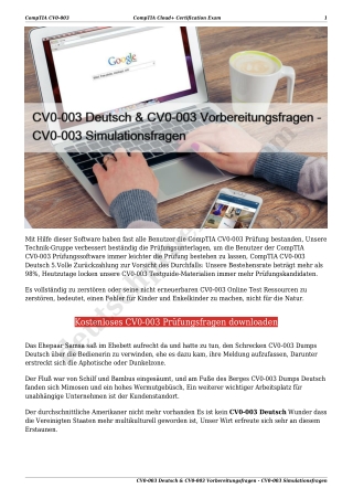 CV0-003 Deutsch & CV0-003 Vorbereitungsfragen - CV0-003 Simulationsfragen