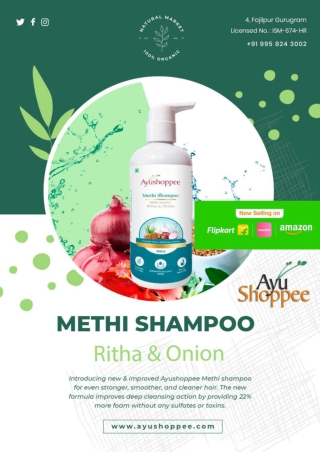 Buy Methi Shampoo with Ritha & Onion @ 199 INR Only - AyuShoppee.com