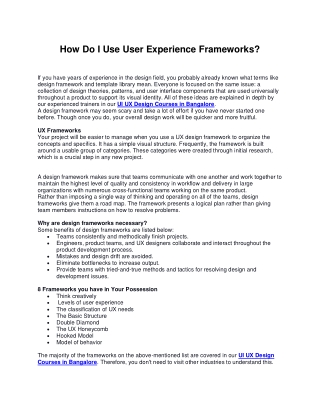 How Do I Use User Experience Frameworks