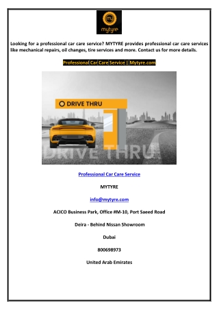 Professional Car Care Service