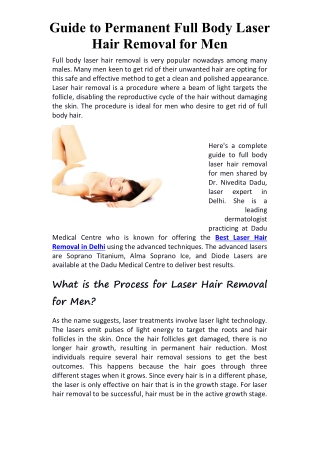 Guide to Permanent Full Body Laser Hair Removal for Men