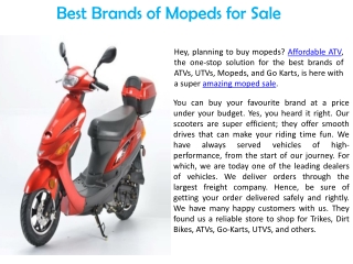 Best Brands of Mopeds for Sale