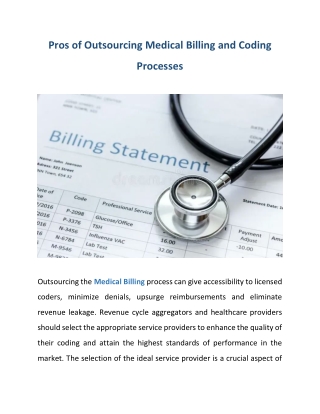 Pros of Outsourcing Medical Billing and Coding Processes
