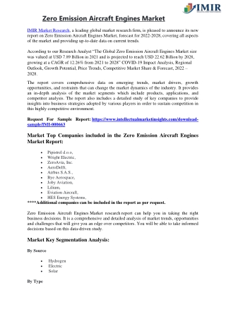 Zero Emission Aircraft Engines Market