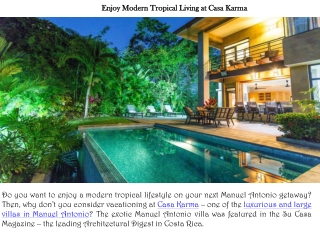 Enjoy Modern Tropical Living at Casa Karma