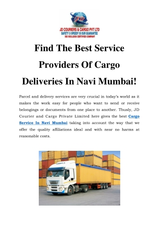 Cargo Service In Navi Mumbai Call- 919870813466