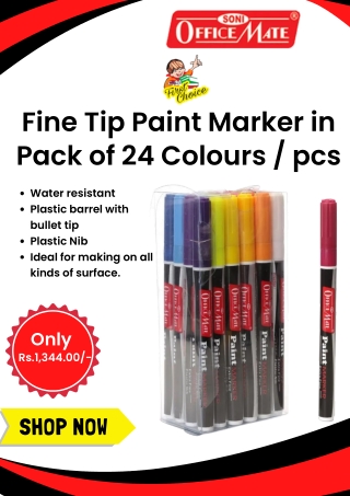 Fine Tip Paint Marker in Pack of 24 Colours  pcs