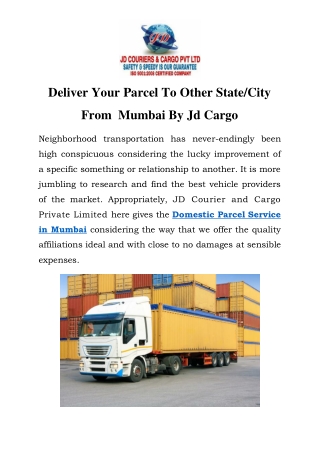 Domestic Parcel Service in Mumbai Call-9870813466