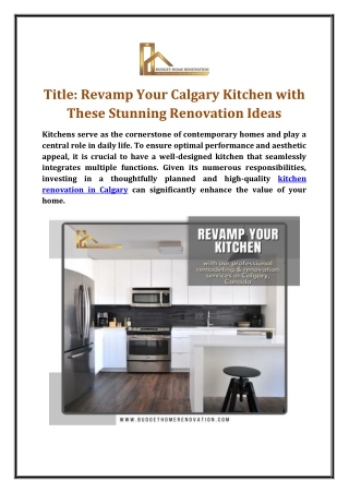 Revamp Your Calgary Kitchen with These Stunning Renovation Ideas
