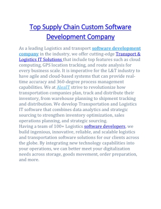 Top Supply Chain Custom Software Development Company
