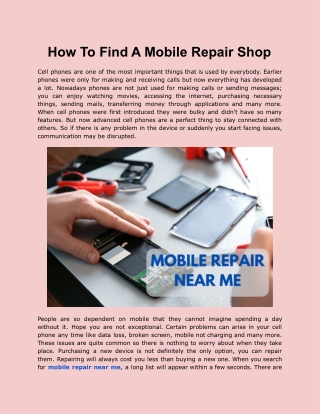 How To Find A Mobile Repair Shop