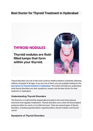 Best Doctor for Thyroid Treatment in Hyderabad | Dr. Jp Kotla