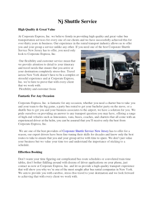 Nj Shuttle Service