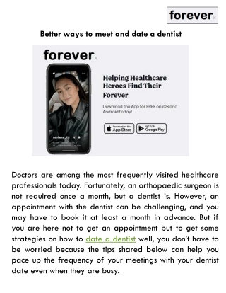 Better ways to meet and date a dentist