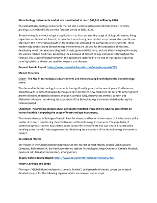 Biotechnology Instruments market