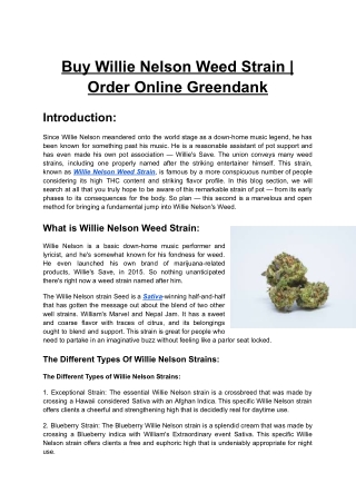 Buy Willie Nelson Weed Strain _ Order Online Greendank