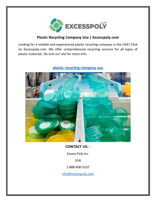 Plastic Recycling Company Usa  Excesspoly.com