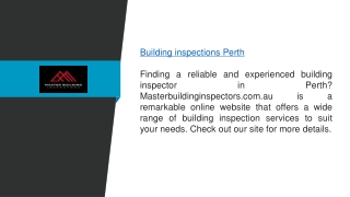 Building Inspections Perth  Masterbuildinginspectors.com.au