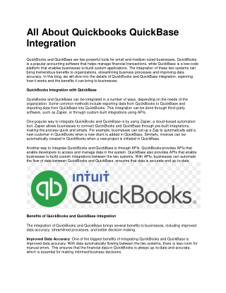 What is Quickbooks QuickBase Integration?