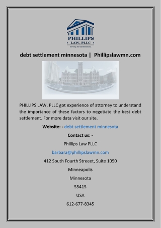 debt settlement minnesota   Phillipslawmn