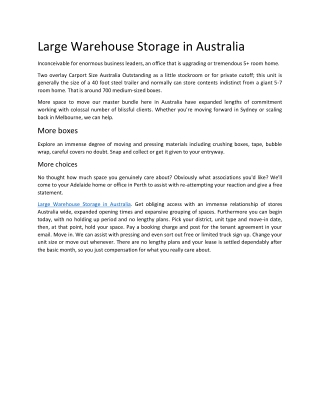 Large Warehouse Storage in Australia PDF