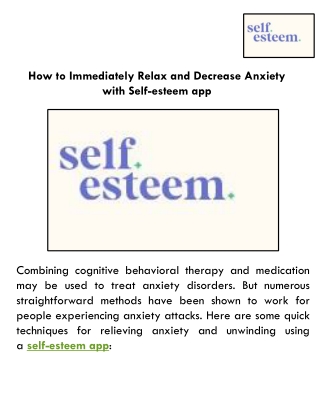 How to Immediately Relax and Decrease Anxiety with Self-esteem app