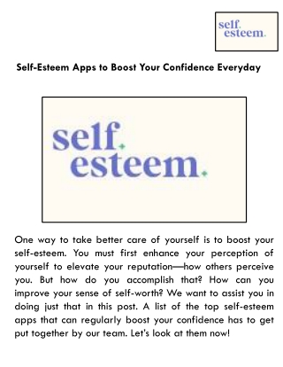 Self-Esteem Apps to Boost Your Confidence Everyday