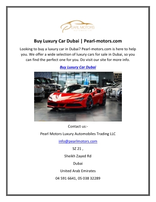 Buy Luxury Car Dubai  Pearl-motors.com
