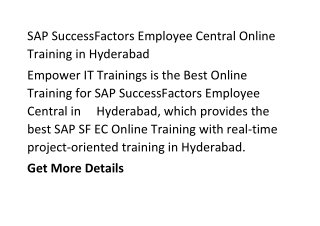 SAP Successfactors Employee Central Online Training in Hyderabad