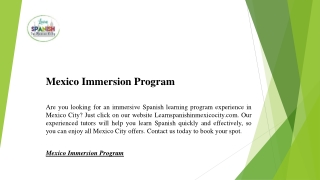 Mexico Immersion Program | Learnspanishinmexicocity.com