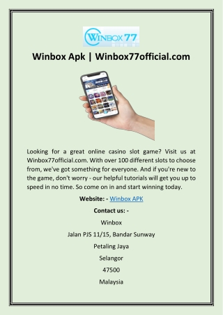 Winbox Apk  Winbox77official