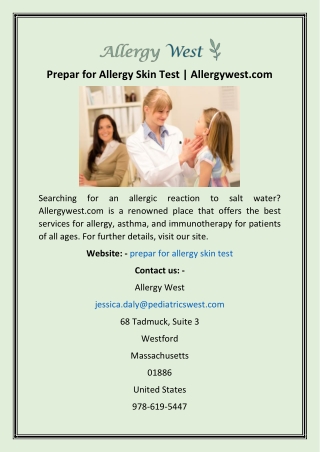 Prepar for Allergy Skin Test  Allergywest