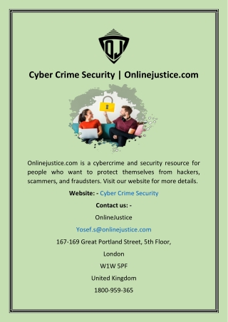 Cyber Crime Security  Onlinejustice