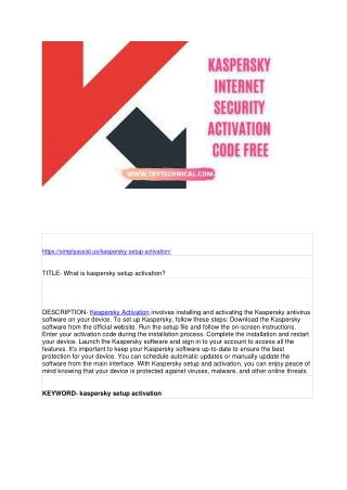 How to setup kaspersky activation?