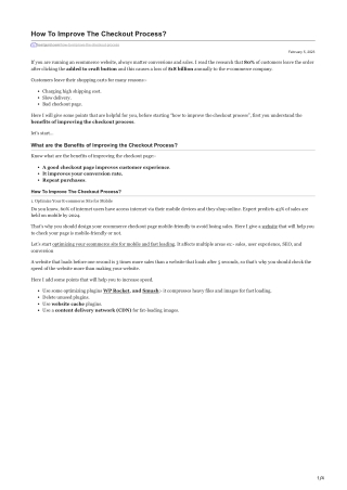 How To Improve The Checkout Process?