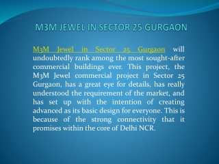 M3M Jewel in Sector 25 MG Road Gurgaon