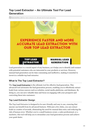 Top Lead Extractor  An Ultimate Tool For Lead Generation