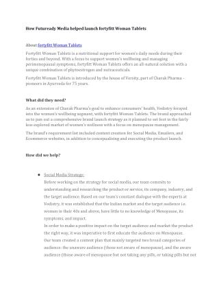 How Futuready Media helped launch fortyfitt Woman Tablets