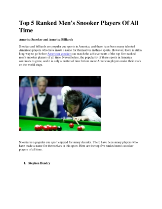 Top 5 Ranked Men's Snooker Players Of All Time.edited