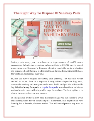 The right way to dispose of Sanitary Pads