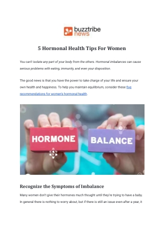 5 Hormonal Health Tips For Women
