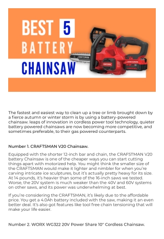 Best Battery Chainsaw (Top 5 Picks)