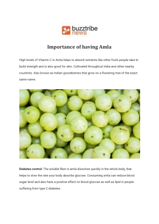 Importance of having Amla
