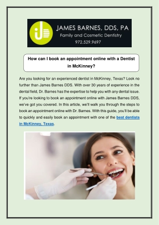 How can I book an appointment online with a Dentist in McKinney