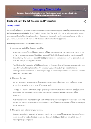 Explain Clearly the IVF Process and Preparation