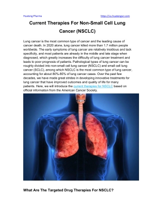 Current Therapies For Non-Small Cell Lung Cancer (NSCLC)