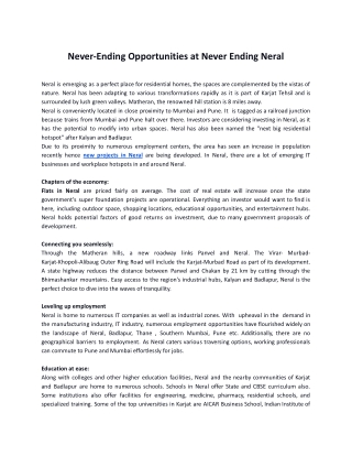 Never-Ending Opportunities at Never Ending Neral.docx