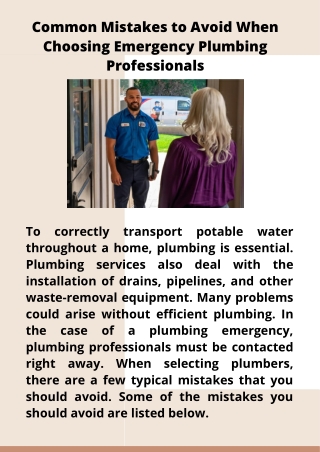 Common Mistakes to Avoid When Choosing Emergency Plumbing Professionals